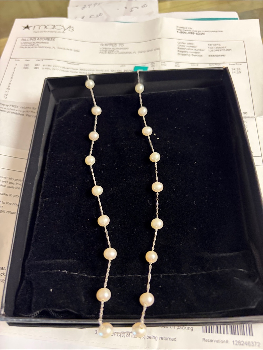 Effy Pearl Station Necklace in White and Silver